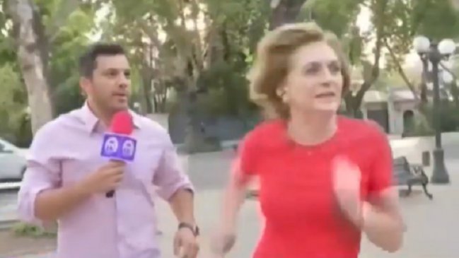 Evelyn Matthei volvió a correr en TV y se dio hasta una voltereta