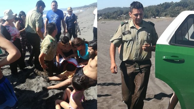 Carabineros se lanzaron con uniforme al mar para rescatar a niños que se ahogaban