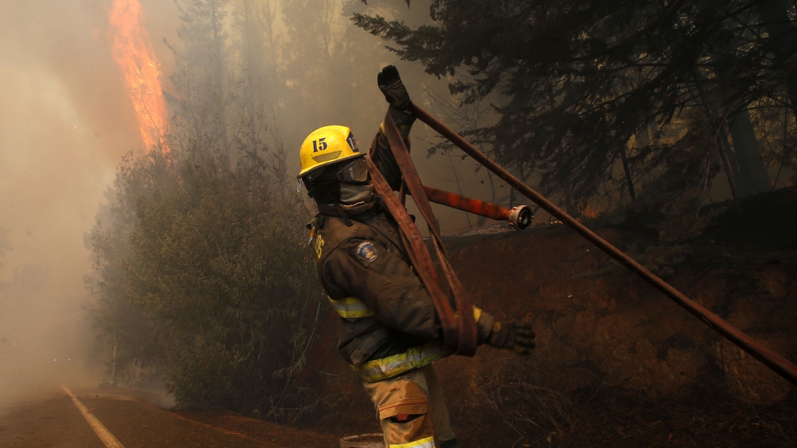 Talca: Incendio a un costado de la Ruta 5 Sur provocó poca visibilidad y alertó a las autoridades