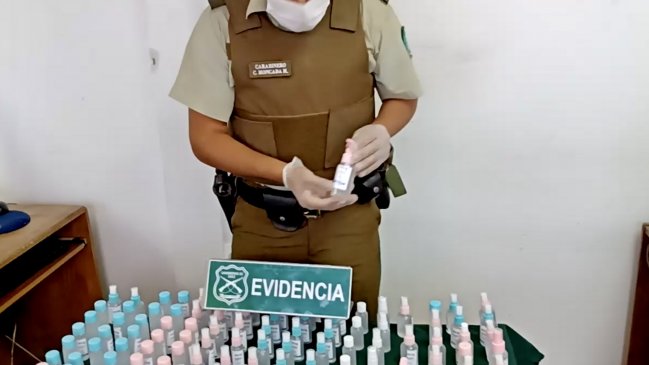 Detienen a individuo con más de 100 botellas de alcohol gel pirata en Rancagua