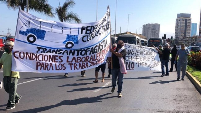 Choferes del TransAntofagasta protestaron por falta de seguridad para enfrentar el Covid-19