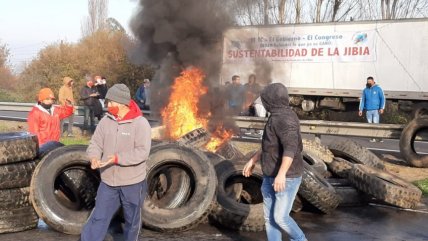  Pescadores cortaron la Ruta 5 Sur en el Maule  