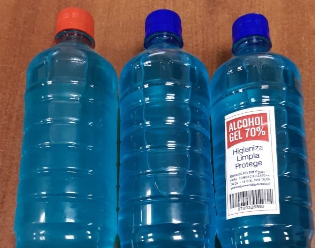 PDI incautó más de 600 litros de alcohol gel con etiqueta sanitaria falsa en Talca