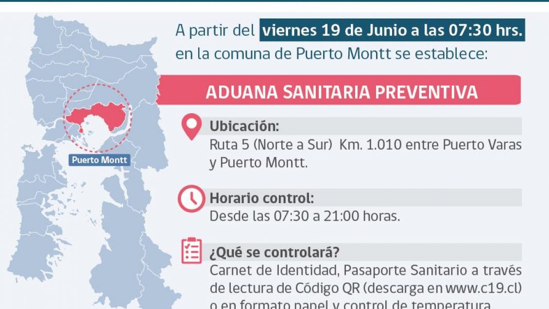 A las 7:30 de este viernes parte nueva aduana sanitaria entre Puerto Varas y Puerto Montt