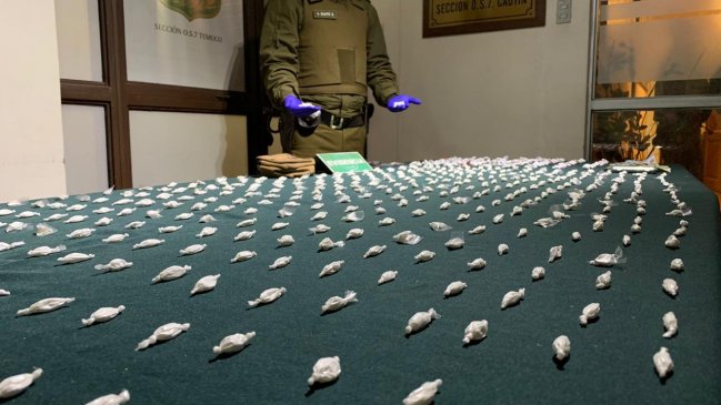Carabineros incautó mil dosis de cocaína en Pitrufquén