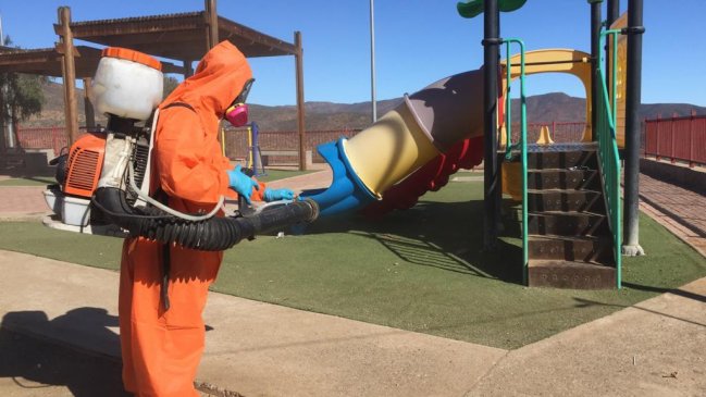 Plazas y edificios fueron sanitizados en La Higuera