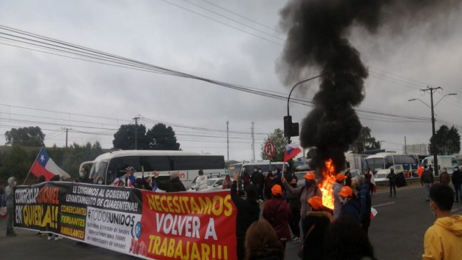 Comerciantes de Coronel exigen, con protestas, el fin de la cuarentena