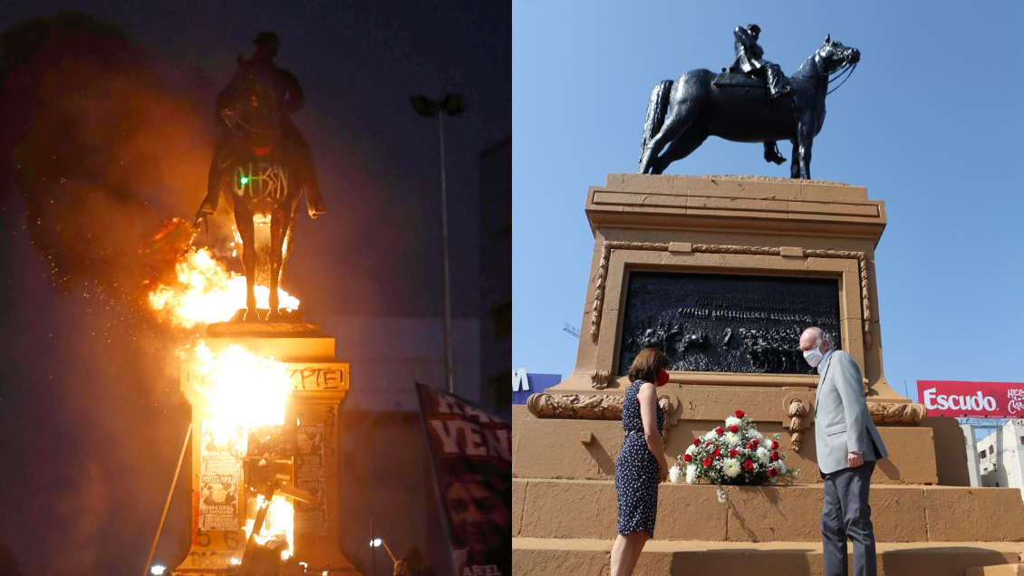 Gobierno anunció querellas contra responsables de ataque a estatua del general Baquedano