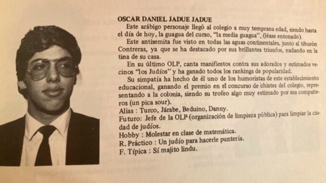 Cámara pidió a Jadue aclarar anuario escolar que lo define como 