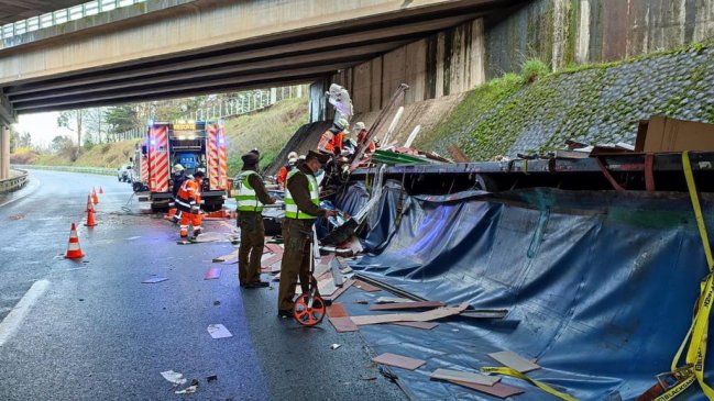 Camionero murió tras chocar un pilar de un paso nivel en el acceso a Temuco