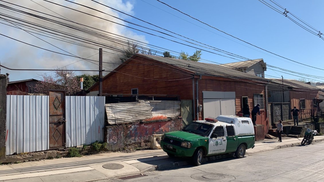Adulto mayor murió en incendio de viviendas en el centro de Lota