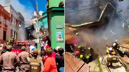   Muro de una vivienda colapsó durante incendio en Valparaíso 