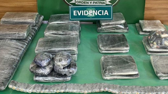 Cuatro caminantes fueron detenidos en la Ruta 5 Norte portando 421 millones de pesos en drogas