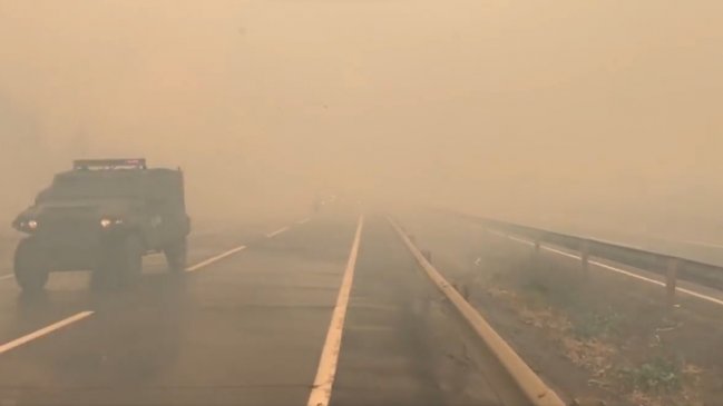 Ercilla: Incendio forestal genera problemas en el tránsito de la Ruta 5 Sur