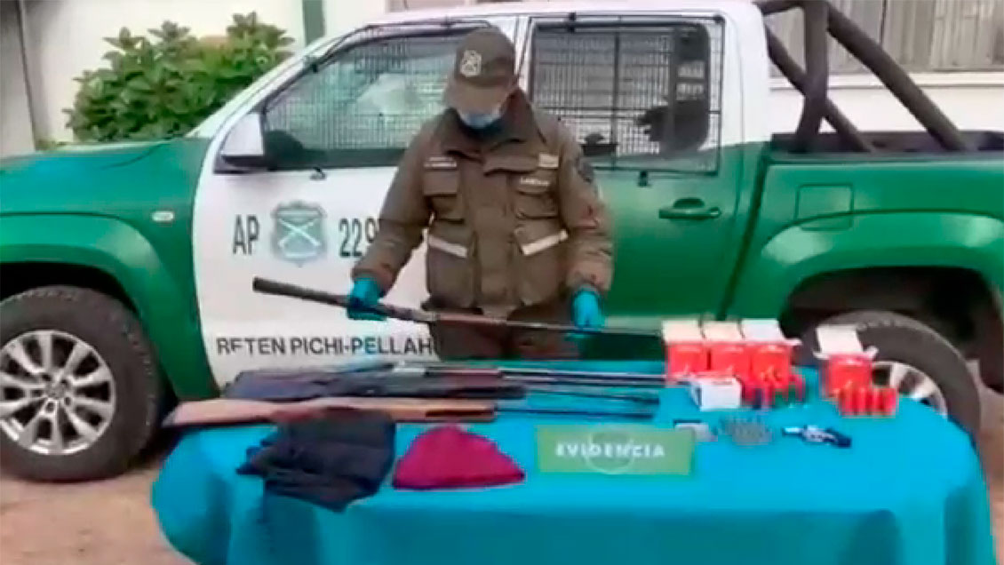 Carabineros detuvo a cuatro personas e incautó arsenal en Lumaco