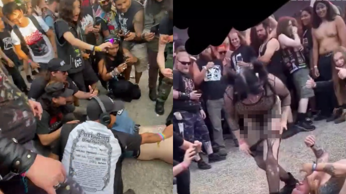 ¿Mucha pasión? Pareja tiene sexo oral en medio de un concierto metalero