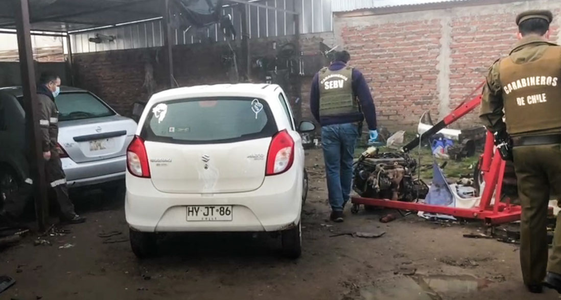 Carabineros descubrió taller que desarmaba autos robados en Talca