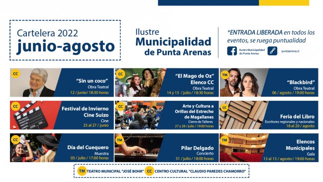  Cartelera cultural de la Municipalidad de Punta Arenas ofrece variedad de panoramas  