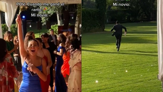 Joven huyó de una boda al ver que su polola agarró el ramo