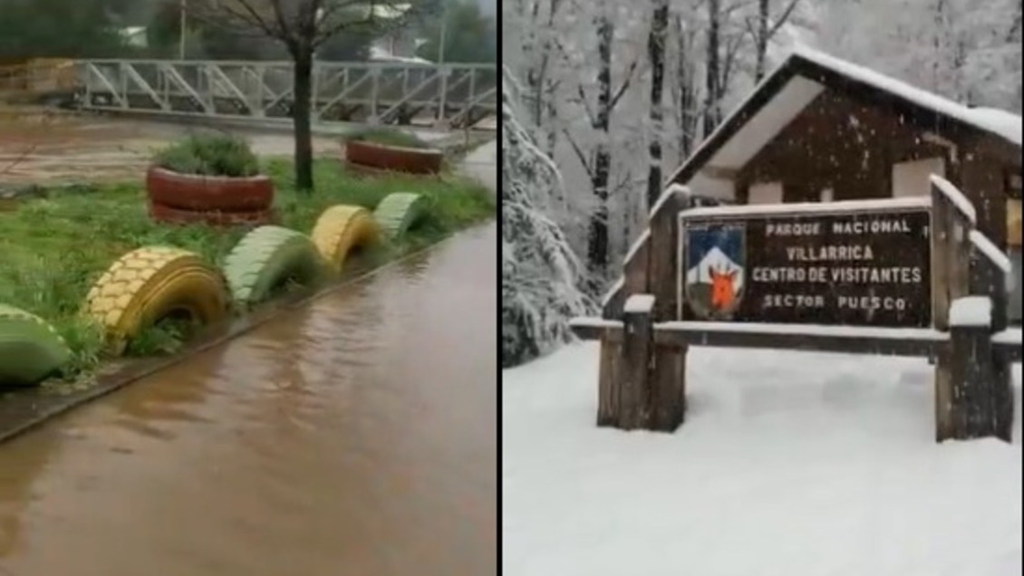 Sistema frontal: Desbordes de ríos en el Biobío y personas aisladas por nevadas en La Araucanía