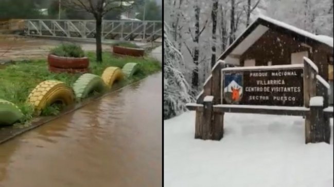 Sistema frontal: Desbordes de ríos en el Biobío y personas aisladas por nevadas en La Araucanía