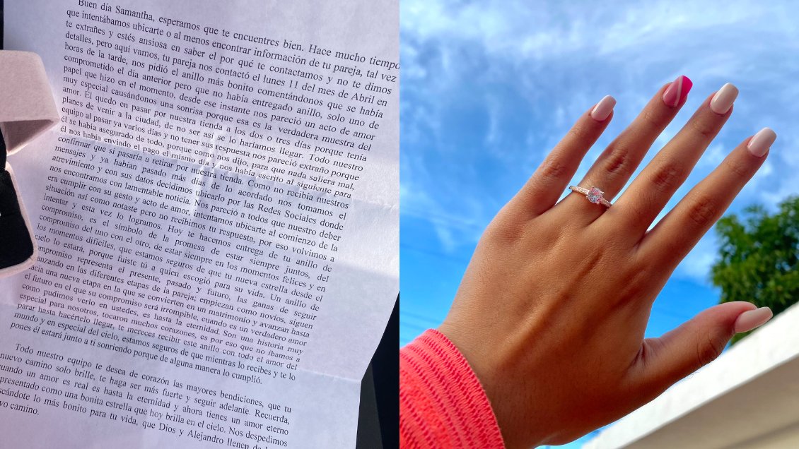 Joyería le envió anillo de compromiso a mujer cuyo novio murió antes de retirarlo