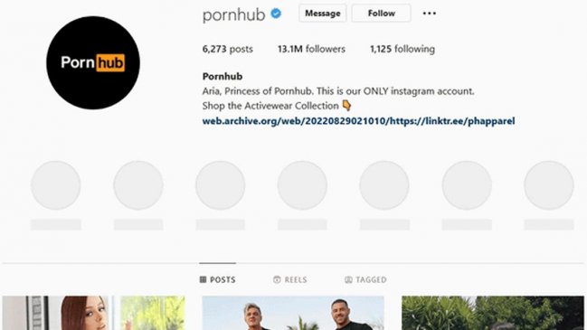 Instagram cerró la cuenta del sitio Pornhub