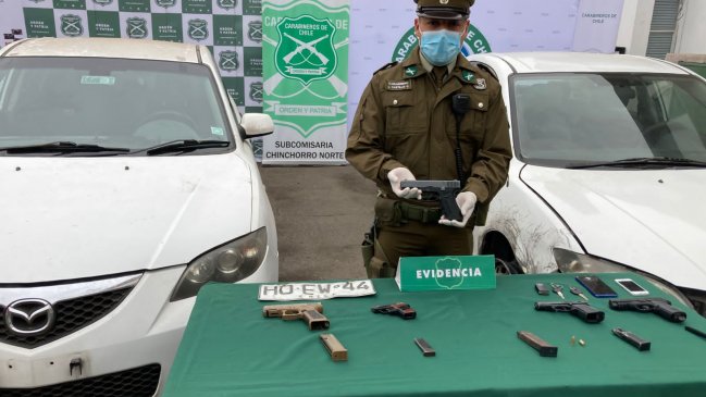 Carabineros detuvo a siete personas por robo de vehículos y tenencia de armas en Arica