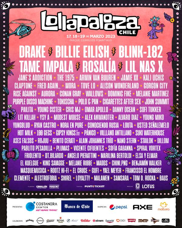 cartel lollapalooza chile 2023