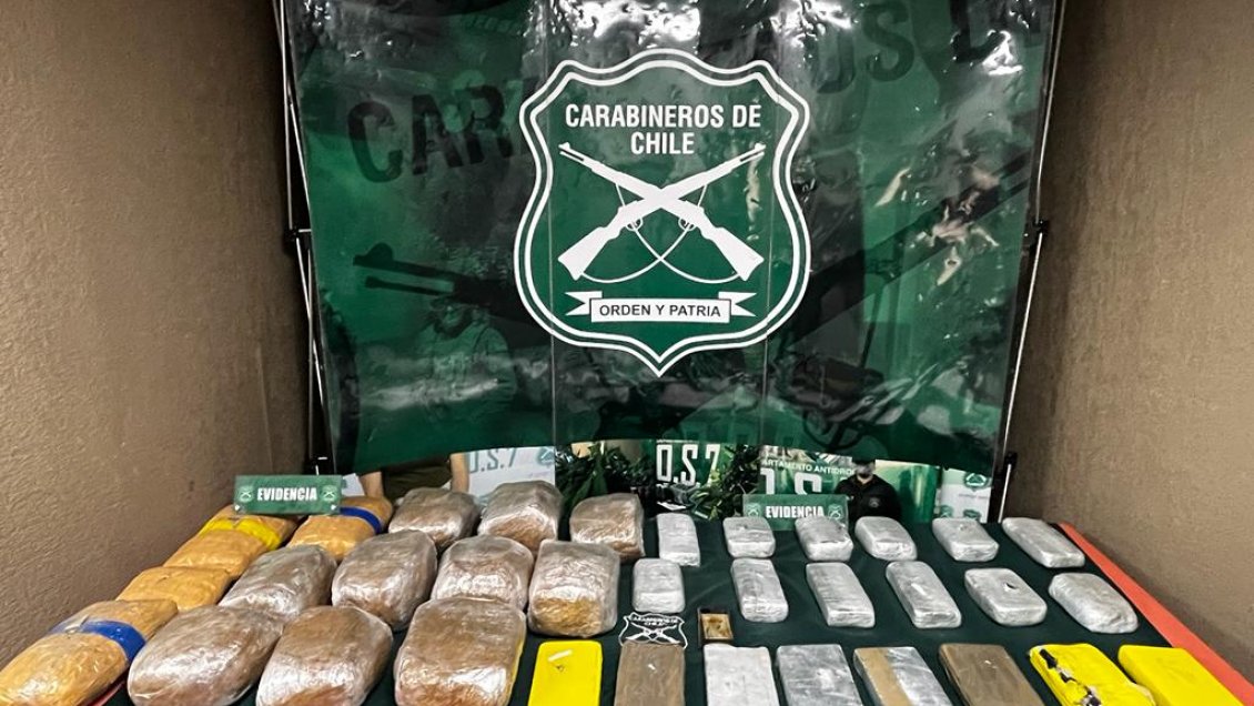 OS7 Valparaíso decomisa 35 kilos de drogas que eran trasladados de Antofagasta a Santiago