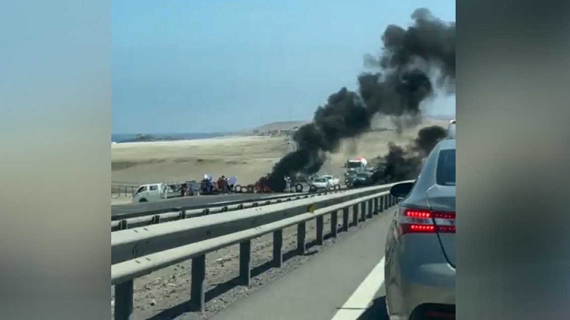 Iquique: Protesta y bloqueo de ruta tras asesinato de hombre a manos de delincuentes