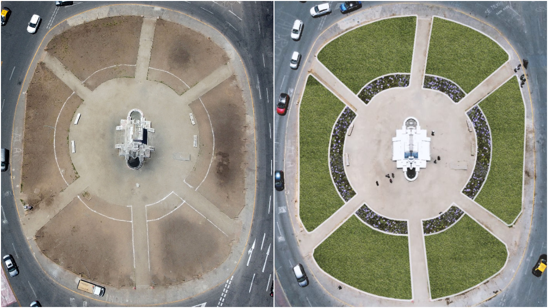 Municipalidad de Providencia inició los trabajos de recuperación de la rotonda de Plaza Baquedano