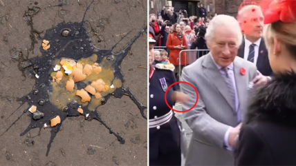   Manifestante lanza huevos a rey Carlos III y reina consorte 