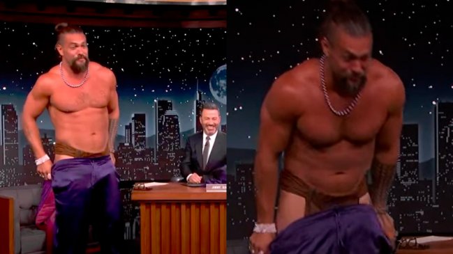 Jason Momoa quedó casi desnudo durante entrevista con Jimmy Kimmel