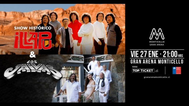 Illapu y Los Jaivas se presentarán en enero en el Arena Monticello