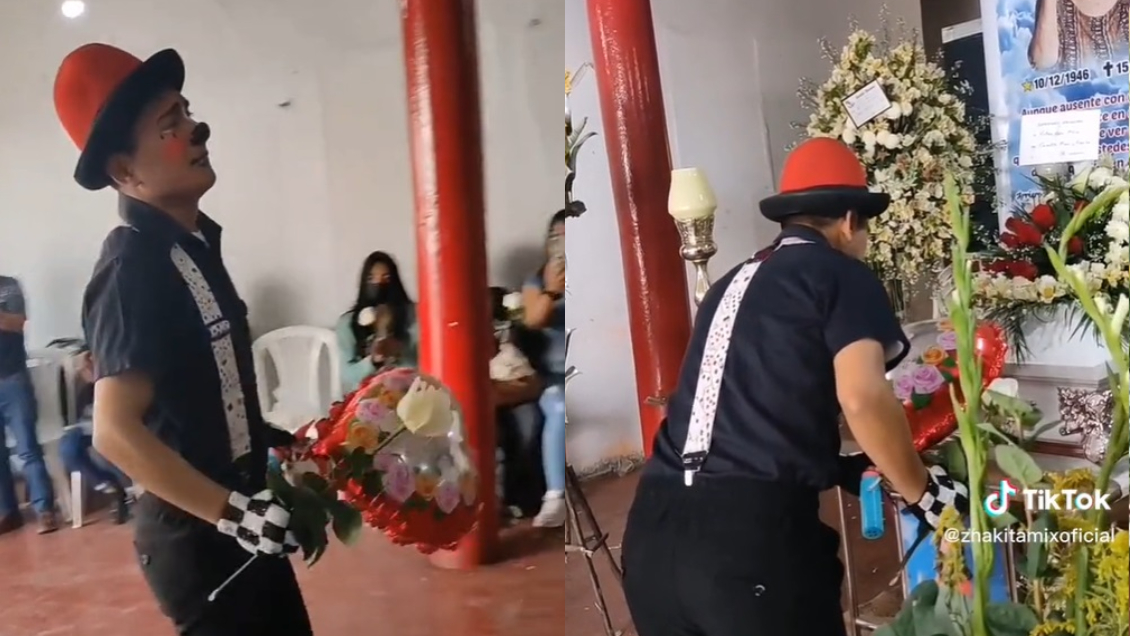 Hombre conmovió a redes tras asistir al funeral de su madre vestido de payaso: 