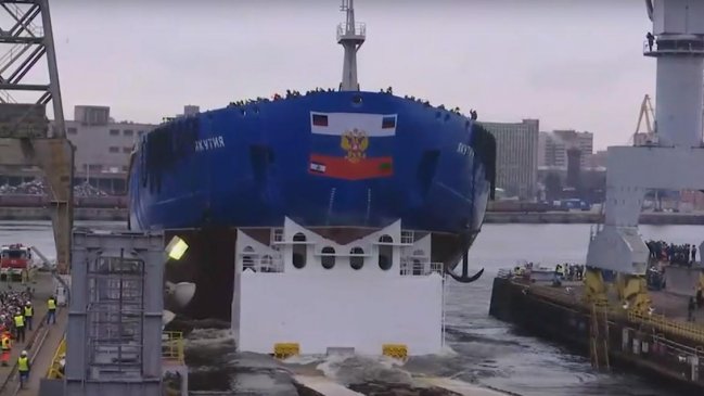 Rusia realizó la botadura del rompehielos nuclear más grande del mundo