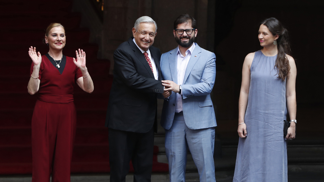 López Obrador recibió a Boric en el Palacio Nacional de México