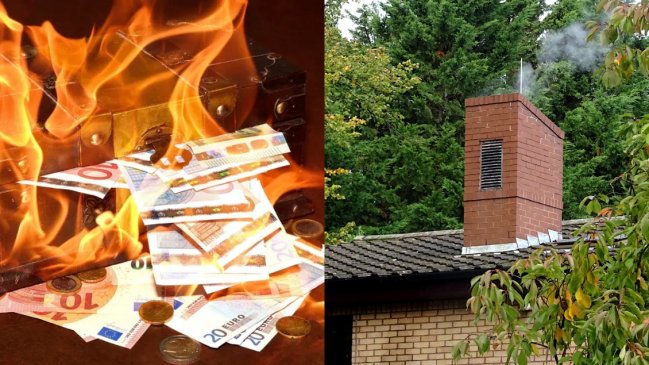 Quiso esconder sus millonarios ahorros en la chimenea y su esposa los quemó por error