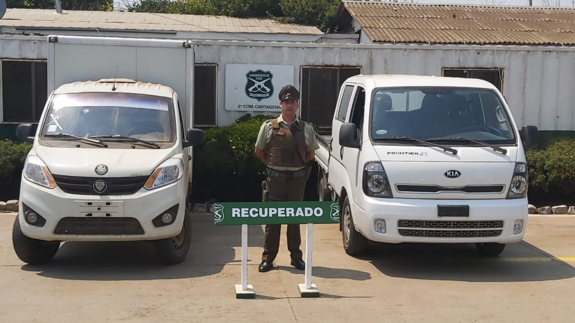 En Cartagena recuperan vehículos de carga robados en Santiago: Uno de los detenidos era buscado por homicidio frustrado desde el 2019