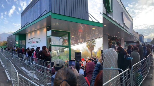 Personas acamparon durante horas para inauguración de nueva tienda de donas