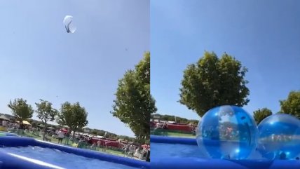   Niño salió volando en una pelota inflable tras fuertes ráfagas de viento 
