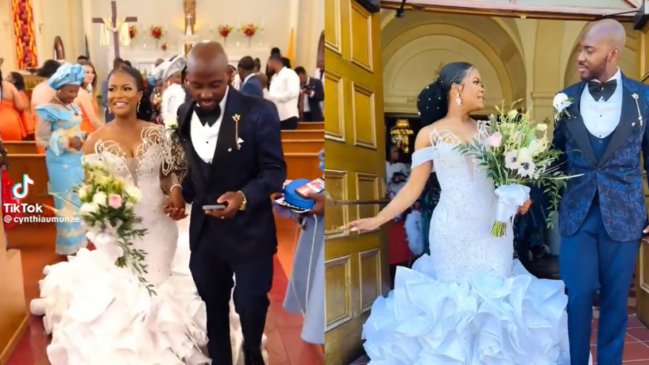 No se despegaba del celular: Critican actitud de novio tras salir recién casado de la iglesia