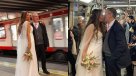  Pareja de recién casado viajó en Metro para ir a su fiesta de matrimonio  