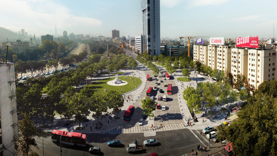 Sin rotonda y con áreas verdes ampliadas: Así será la futura Plaza Italia