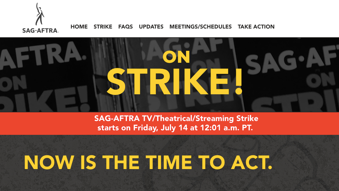 Así luce el sitio web de SAG-AFTRA