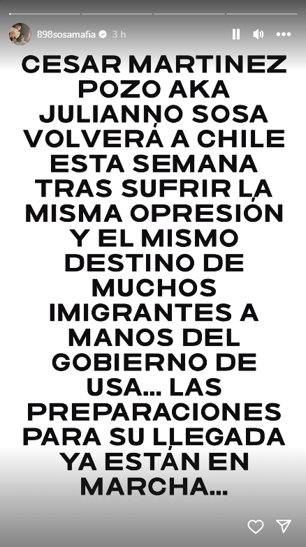 Julianno Sosa confirmó su regreso a Chile Julianno Sosa confirmó su regreso a Chile