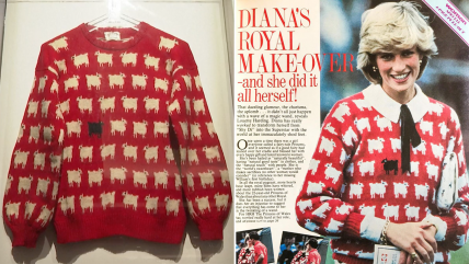   Subastan icónica chomba de ovejas de Lady Di 