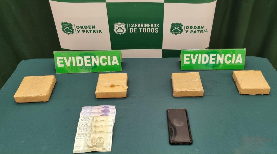Carabineros detuvieron a sujeto que portaba más de dos kilos de cocaína en Puerto Montt