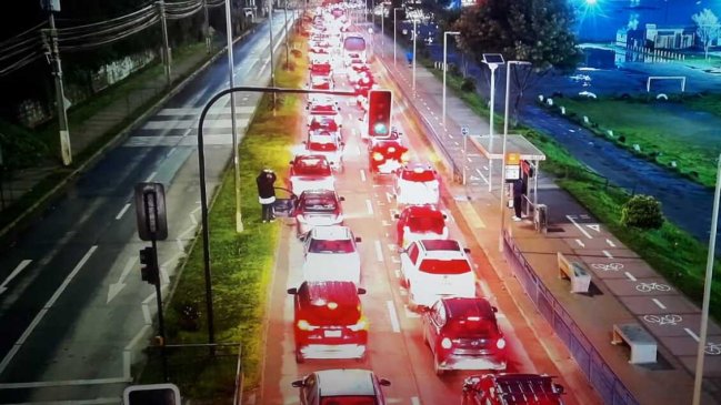 Manifestación de micreros provocó enorme taco en Tomé